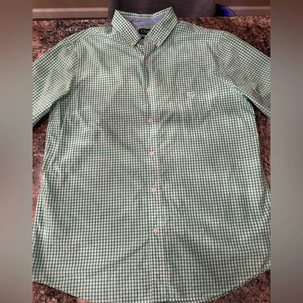 Chaps Green Plaid Casual Shirt - Picture 2 of 8